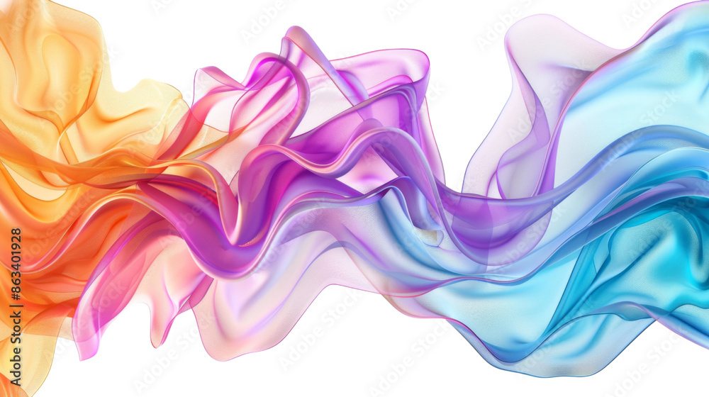 Vibrant Colorful Fluid Abstract 3D Gradient Blend Curves on transparent background