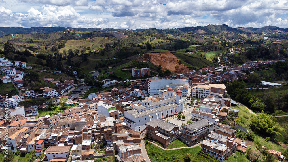 San Vicente Ferrer, Antioquia - Colombia. April 24, 2024. Municipality located in the eastern region of the department, panoramic with drone San Vicente Ferrer, Antioquia - Colombia. April 24, 2024. Municipality located in the eastern region of the department, panoramic with drone