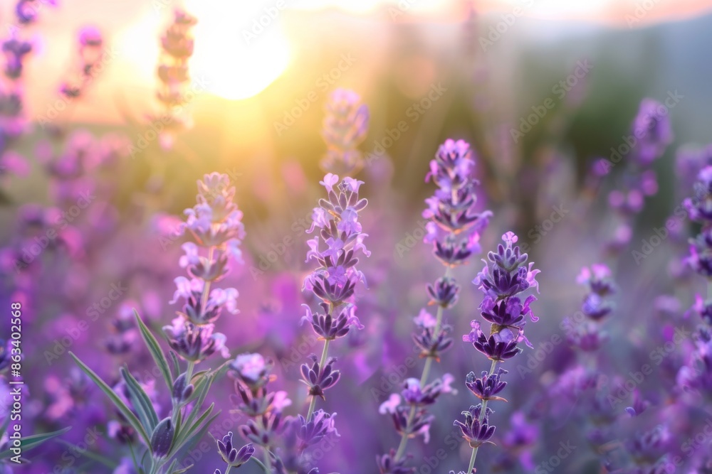 Close-up of blooming lavender flowers in sunlight lavender concept of nature concept of tranquility Close-up of blooming lavender flowers in sunlight lavender concept of nature concept of tranquility