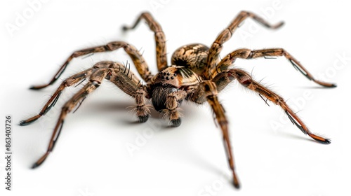 Isolated large spider with eight legs on white background