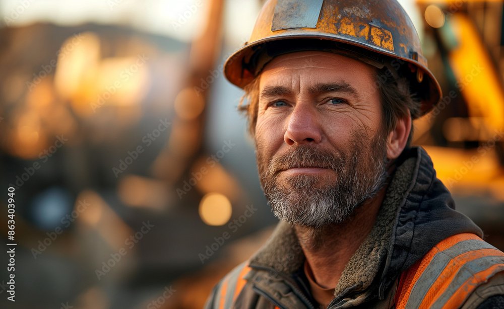 Professional builder looking optimistic into the far away, camera directed at the builder, strong context Professional builder looking optimistic into the far away, camera directed at the builder, strong context