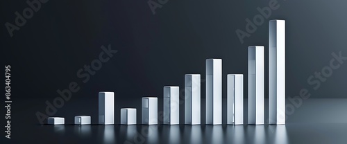 A bar graph showing a sudden surge in market performance with bold white bars. © INAYAT
