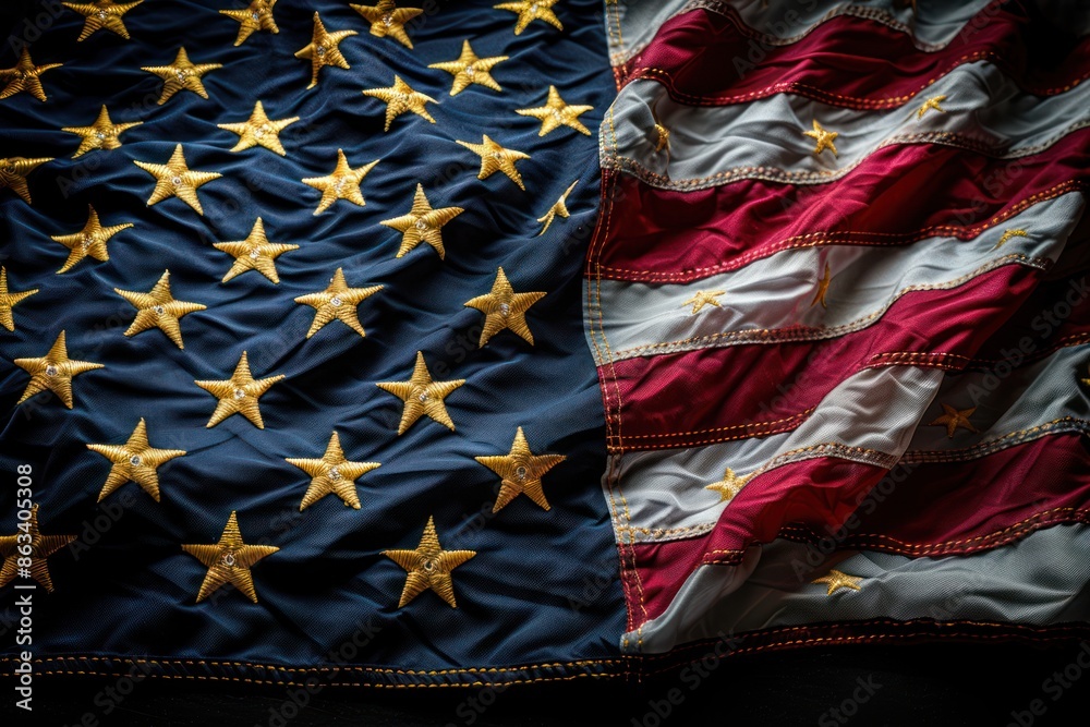 Fourth of July Fireworks with American Flag Overlay on Black Background - Horizontal Fourth of July Fireworks with American Flag Overlay on Black Background - Horizontal