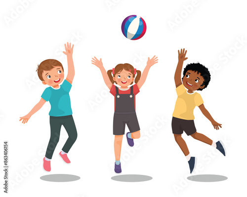 Cute little kids playing ball together