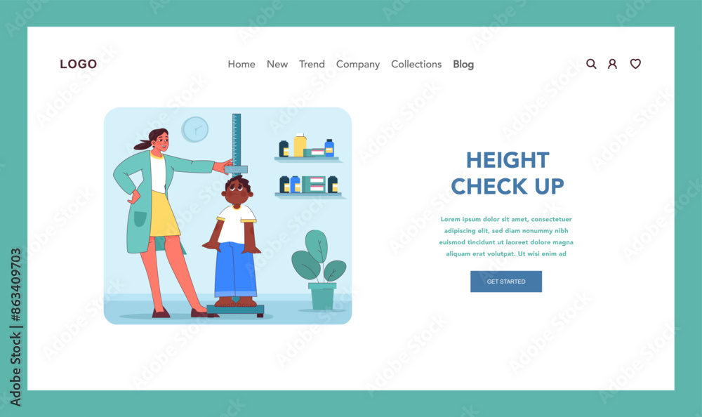 Pediatric height measurement. Vector illustration Pediatric height measurement. Vector illustration