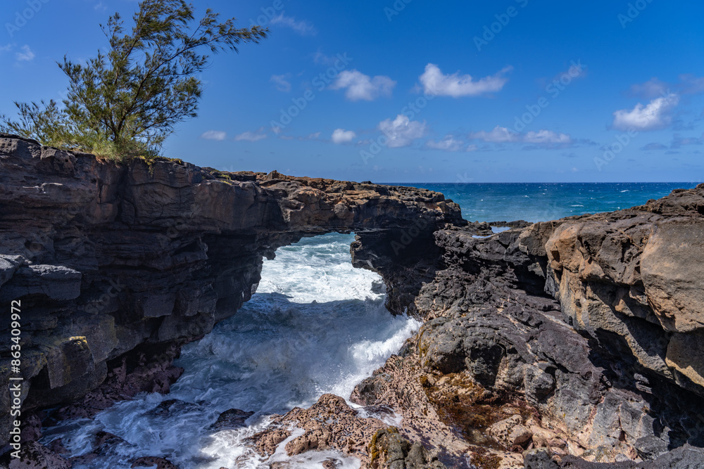Lava rock Sea Arch, Makahuena Light, Koloa, Kauai South Shore,Hawaii. Koloa Volcanics
Lava rock Sea Arch, Makahuena Light, Koloa, Kauai South Shore,Hawaii. Koloa Volcanics
