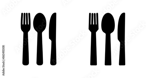 Fork, Spoon, and Knife isolated on white background. Restaurant icon. food icon. Eat. Cutlery icon.