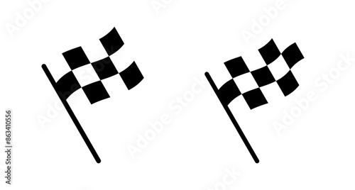 Race flag icon vector isolated on white background. Competition sport flag line vector icon. Racing flag. Start finish flag. Checkered. Start