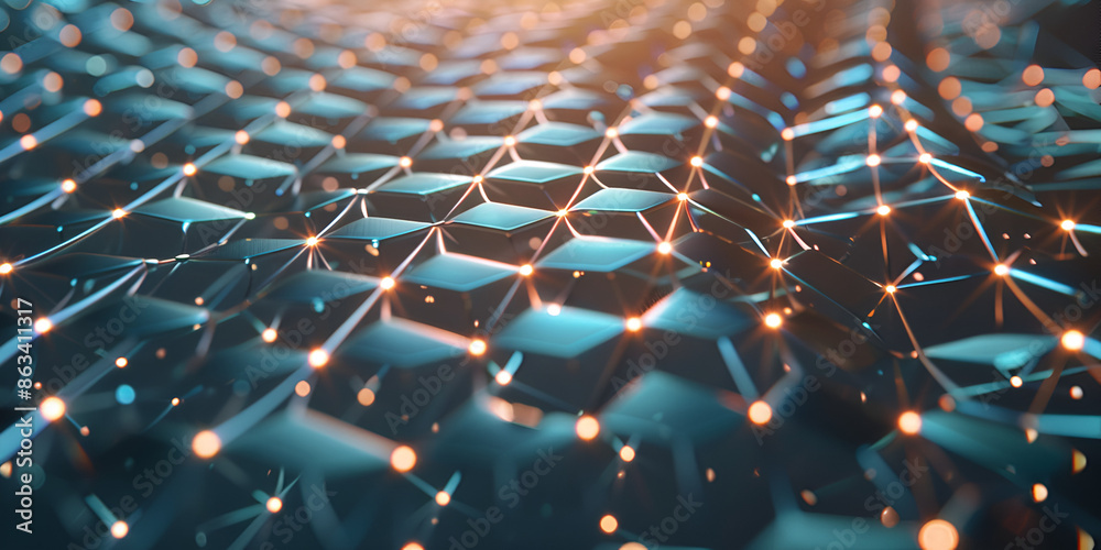 Fototapeta premium Visualizing the Complex Network of Nanotechnology: A Detailed Look into Molecular Structures and Advanced Geometric Grids