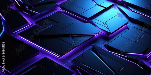 Abstract background blue color with geometric 3D texture and light leaks