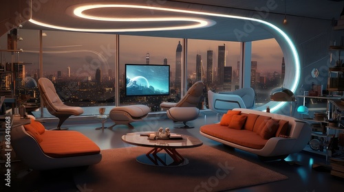 A futuristic living room photo