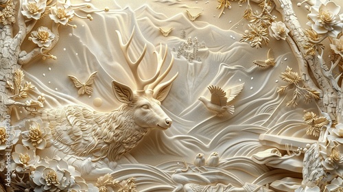 AI-Generated 3D Animal Relief Wallpaper: Stunning Mural Art
