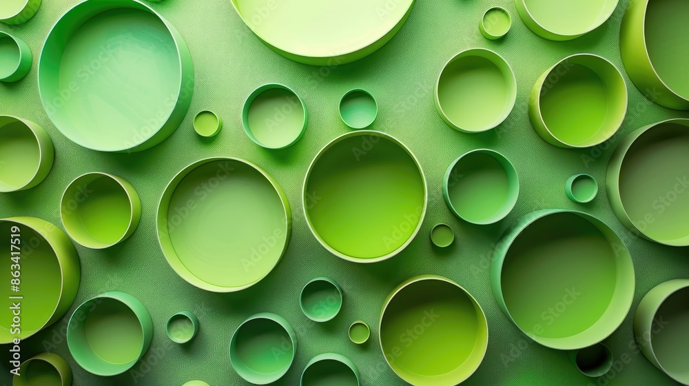 Rounded shapes on a green backdrop Rounded shapes on a green backdrop