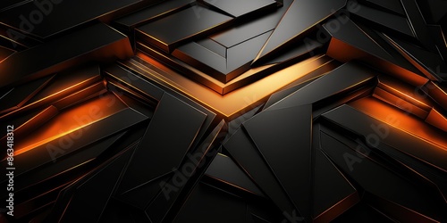 Abstract background black color with geometric 3D texture and light leaks