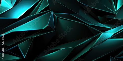 Abstract background green color with geometric 3D texture and light leaks