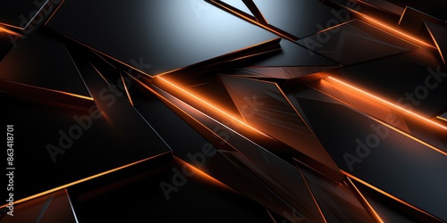 Abstract background black color with geometric 3D texture and light leaks