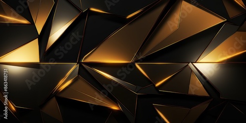 Abstract background gold color with geometric 3D texture and light leaks