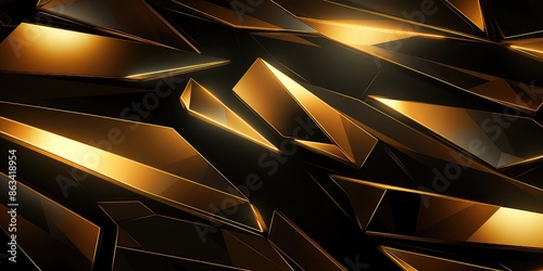 Abstract background gold color with geometric 3D texture and light leaks