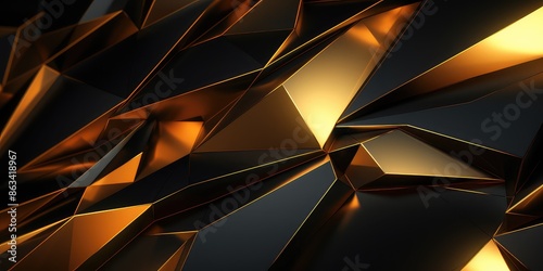 Abstract background gold color with geometric 3D texture and light leaks
