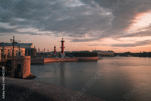 Neva river sunrise. St Petersburg, Russia.