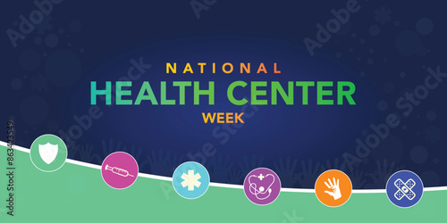 National health Center week is observed every year during August, to raise awareness about the mission and accomplishments of America's health centers over the past five decades. Vector illustration.