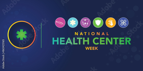National health Center week is observed every year during August, to raise awareness about the mission and accomplishments of America's health centers over the past five decades. Vector illustration.