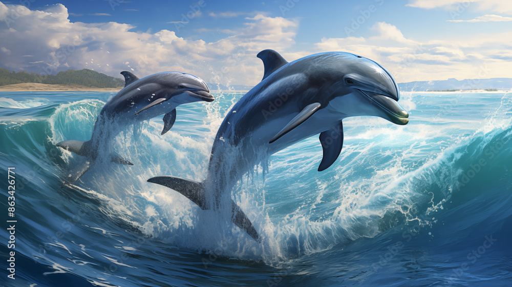 Fototapeta premium Ecology of dolphins.