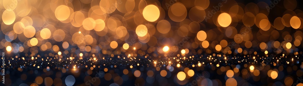Blurry gold lights on a black background create a sophisticated atmosphere Blurry gold lights on a black background create a sophisticated atmosphere