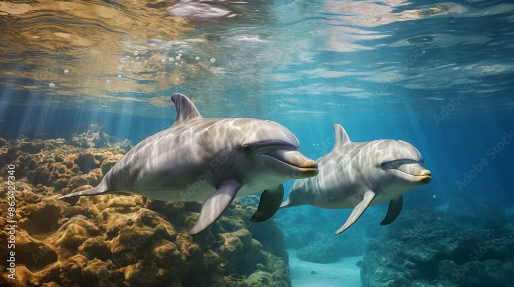 Fototapeta premium Ecology of dolphins.