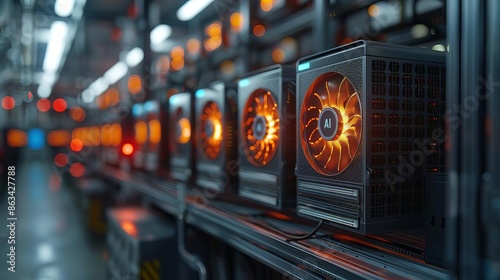 Cooling systems setup for AI servers, data center, Cooling Setup, Artificial intelligence AI, proud control