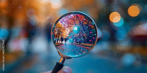 Clarity, A magnifying glass revealing a vibrant image on a blurry background, representing gaining clarity of thought