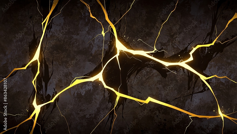 Illustration of a brown surface with glowing golden lines resembling cracks. Illustration of a brown surface with glowing golden lines resembling cracks.