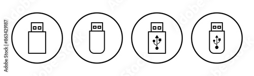 Usb icon set. Flash disk icon vector