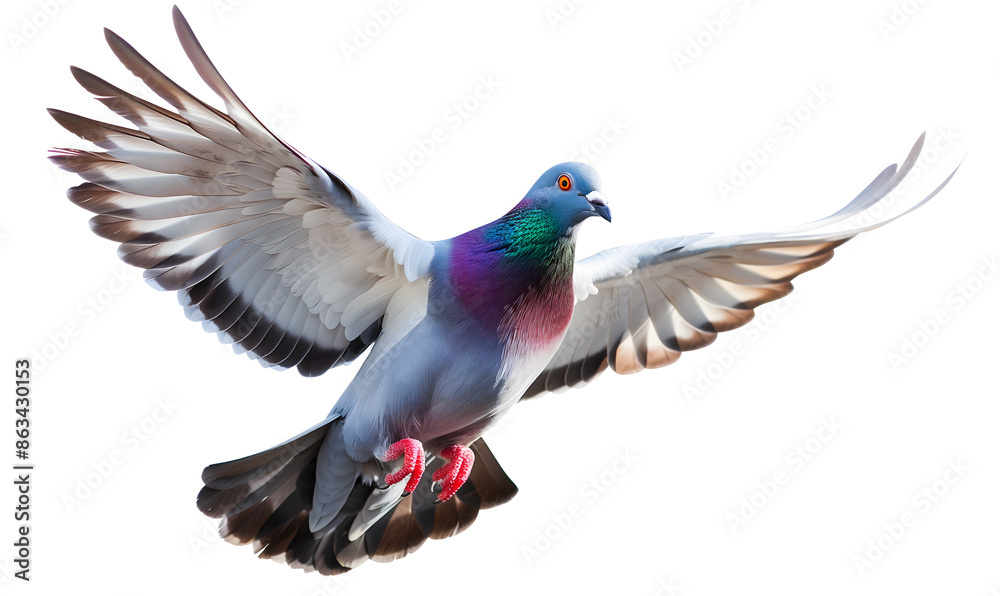 Flying Pigeon Isolated on a White Background Flying Pigeon Isolated on a White Background