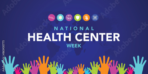 National health Center week is observed every year during August, to raise awareness about the mission and accomplishments of America's health centers over the past five decades. Vector illustration.