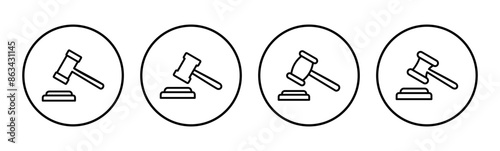 Gavel icon set. judge gavel icon vector. law icon vector. auction hammer