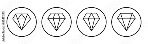 Diamond icon set. diamond gems vector icon.
