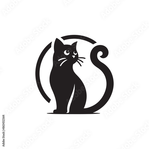 Set of black cats looking out the window. Collection of cartoon cats peeking of the corner. Funny peeking pets. Playful kitten. Vector illustration on white background.
