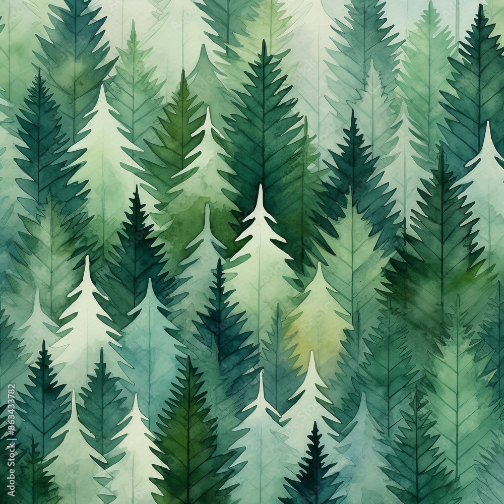 A seamless pattern of pine trees, their green hues blending harmoniously with the forest floor A seamless pattern of pine trees, their green hues blending harmoniously with the forest floor