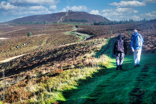 Walkers in  the Countryside (Moel Famau Country Walk in North wales, UK.) photo