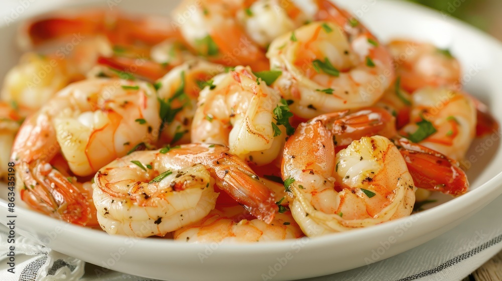 Cooked shrimp prepared for serving Cooked shrimp prepared for serving