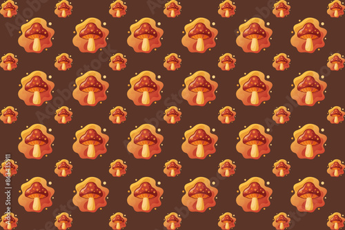 autumn theme mushroom seamless pattern