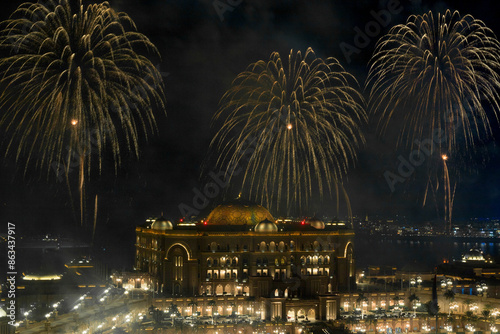 United Arab Emirates - Abu Dhabi - Fireworks over Emirates Palace for New Year  photo