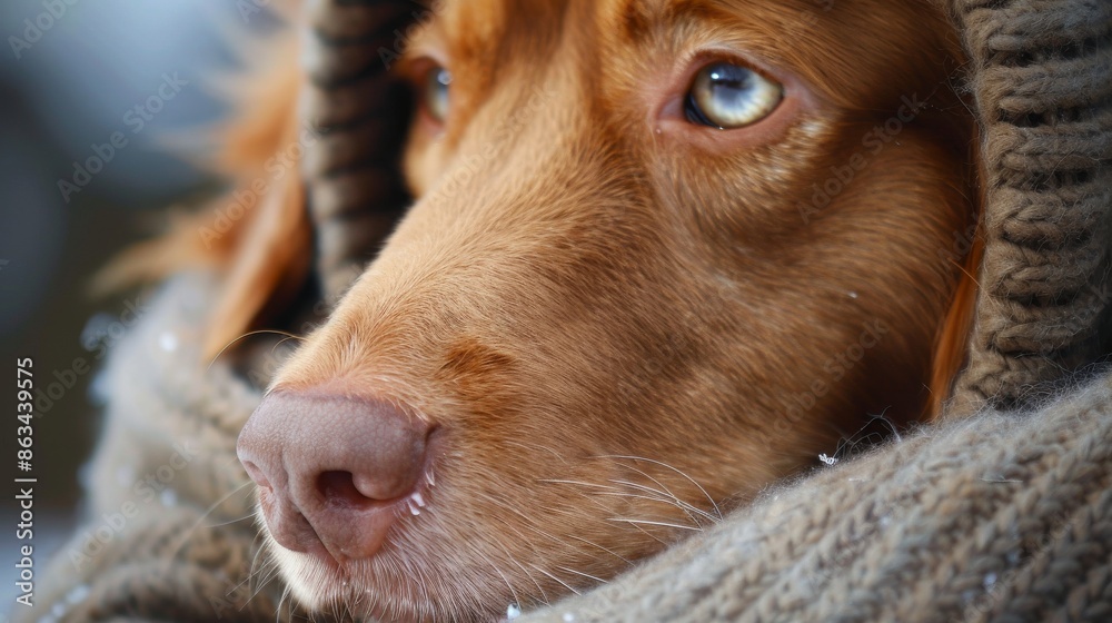 A Nova Scotia Duck Tolling Retriever dog dons a hoodie, merging cozy with cute A Nova Scotia Duck Tolling Retriever dog dons a hoodie, merging cozy with cute