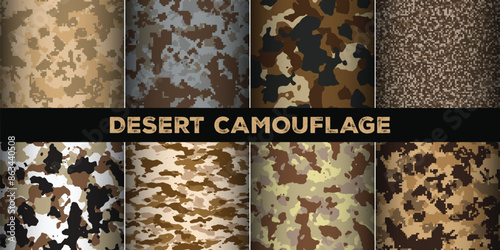 Desert camouflage. Collection military and army camouflage seamless pattern.