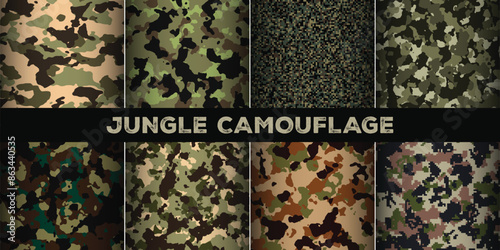 Jungle camouflage. Collection military and army camouflage seamless pattern.