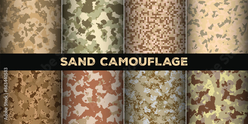 Sand camouflage. Collection military and army camouflage seamless pattern.