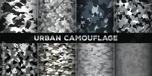 Urban camouflage. Collection military and army camouflage seamless pattern.