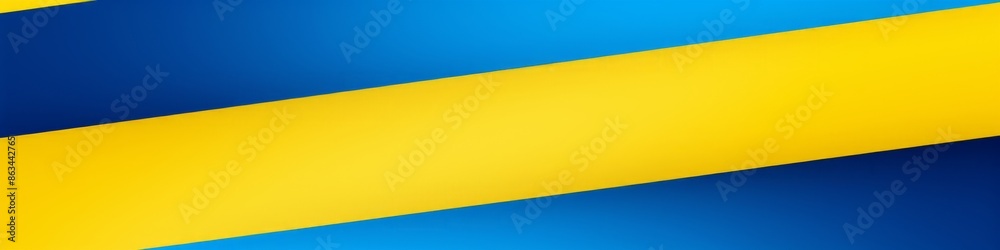 Fototapeta premium A simple, abstract background with diagonal stripes in yellow and cobalt blue, banner