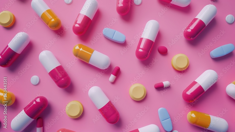 Acyclovir tablets with medical theme empty space Acyclovir tablets with medical theme empty space